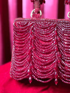 Red Velvet Purse With Beaded Dangles