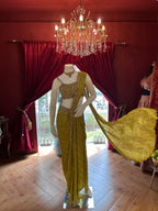 Yellow Bandhani Mirror Work Saree