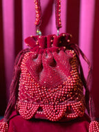Red Beaded Potli Purse
