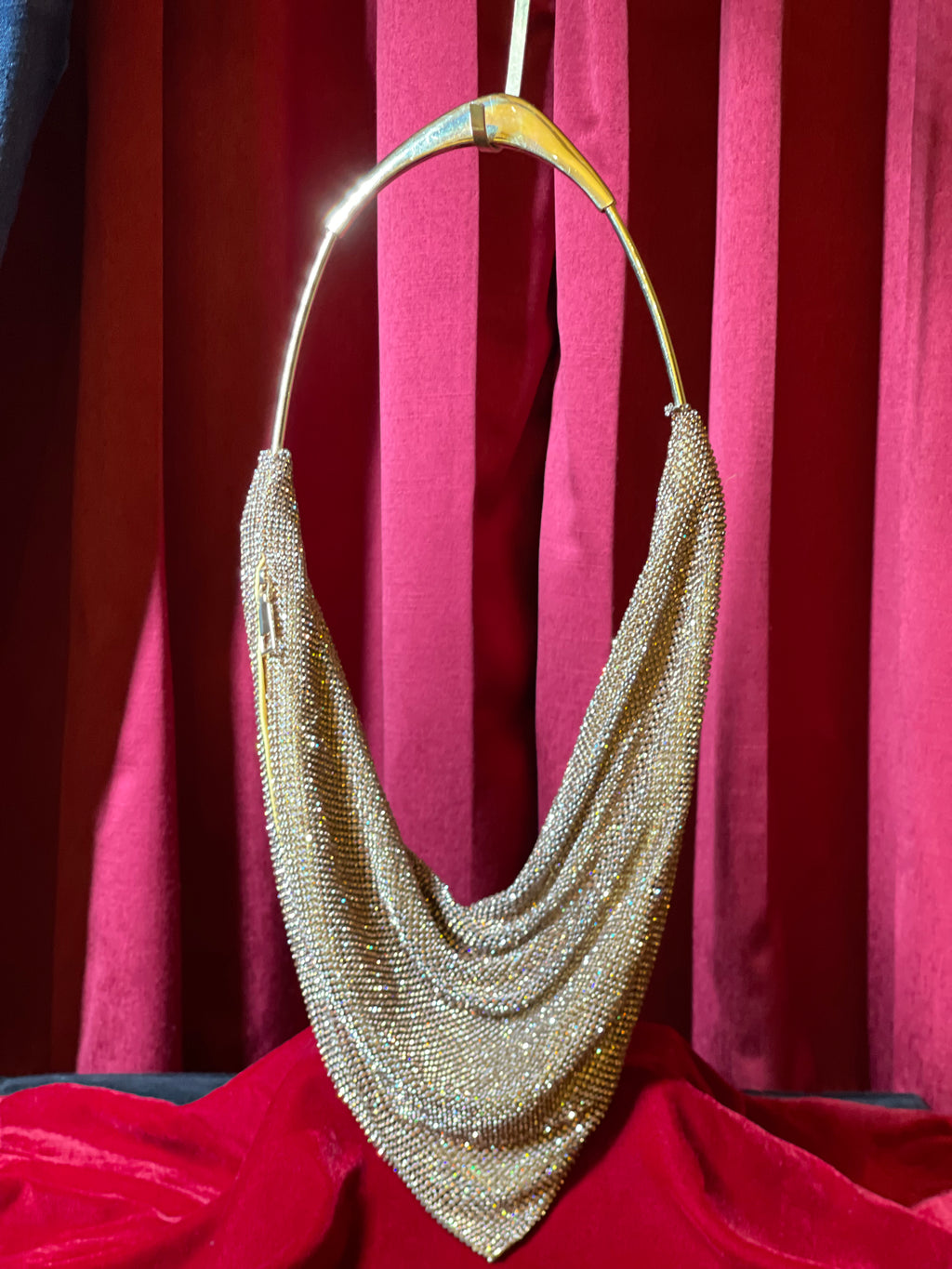 Golden Rhinestone Embellished Bag