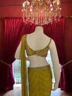 Yellow Bandhani Mirror Work Saree
