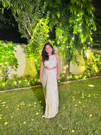 Ivory Ruffle Skirt Indowestern With Cape X Orepiya