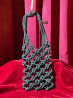 Metallic Black Macrame Phone Purse