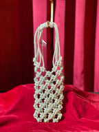 Metallic Silver WIth Colourful Stones Macrame Mobile Purse