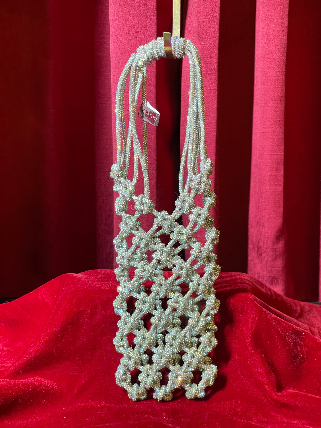 Metallic Silver WIth Colourful Stones Macrame Mobile Purse