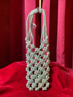 Metallic Silver WIth Colourful Stones Macrame Mobile Purse