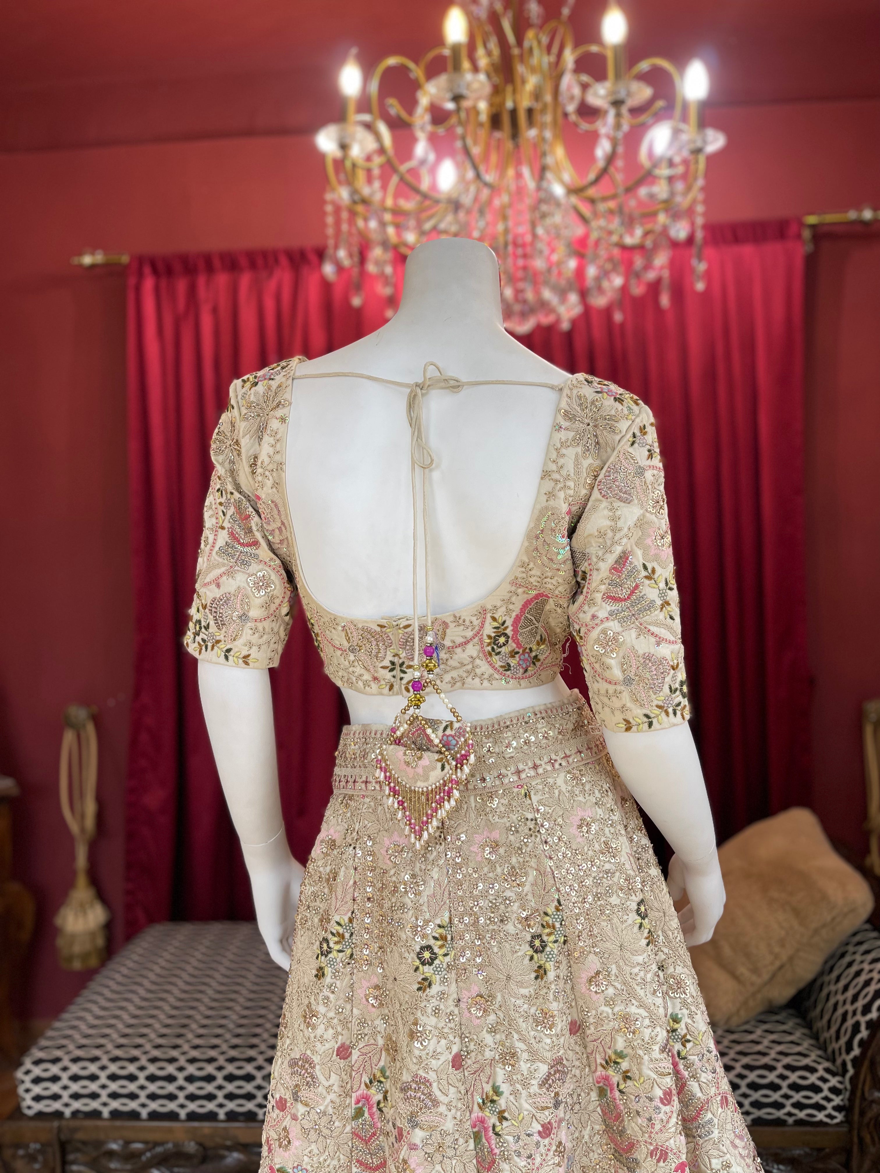Blush Gold Floral Lehenga Set
