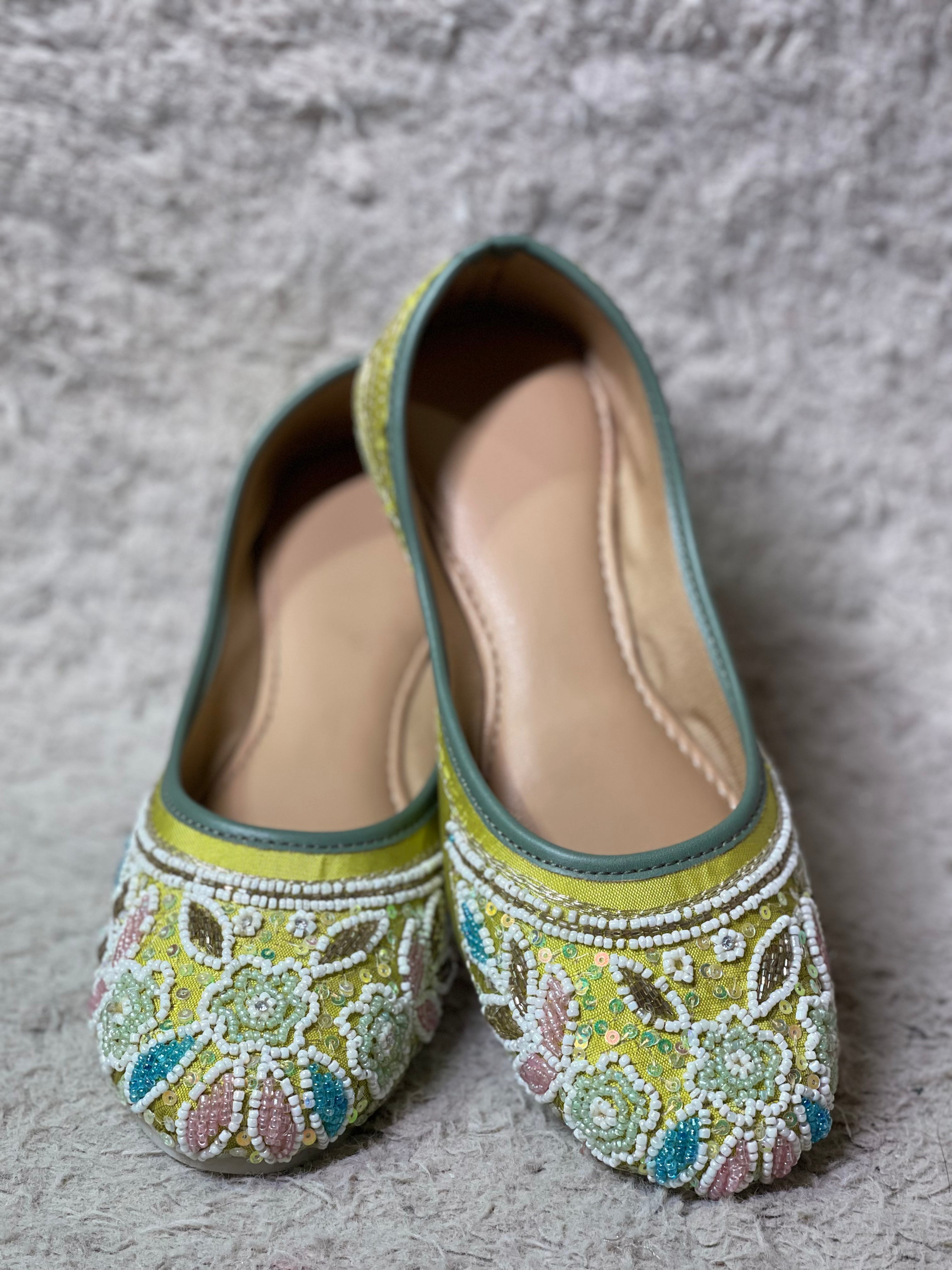 Parrot Green With Moti Work