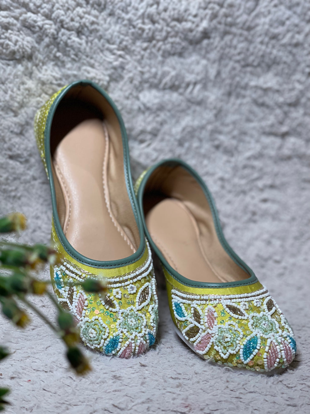 Parrot Green With Moti Work