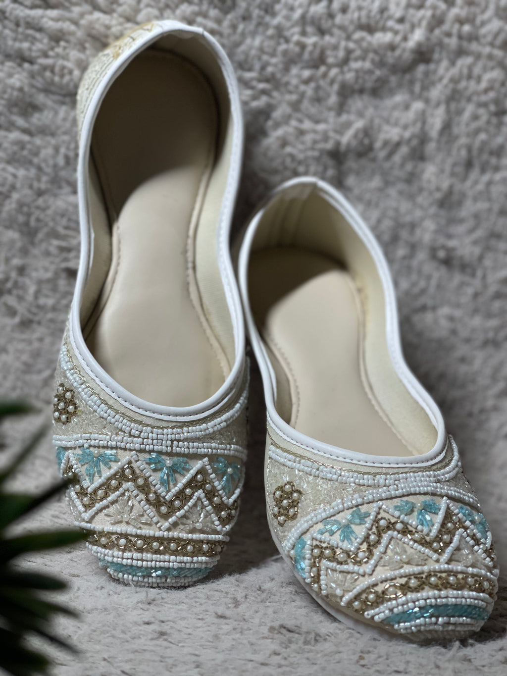 Ivory Jutti With Tonal And Blue work