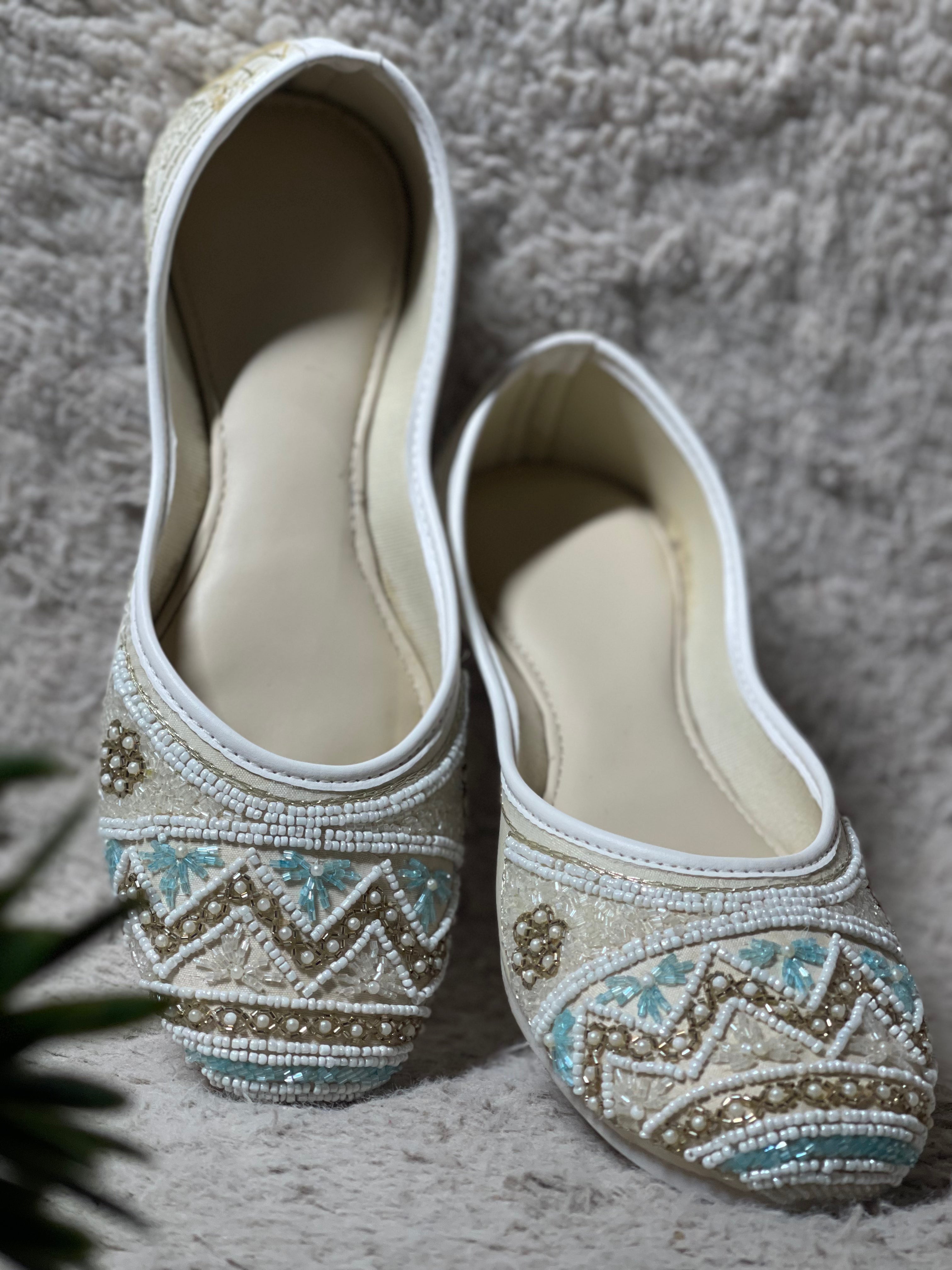 Ivory Jutti With Tonal And Blue work