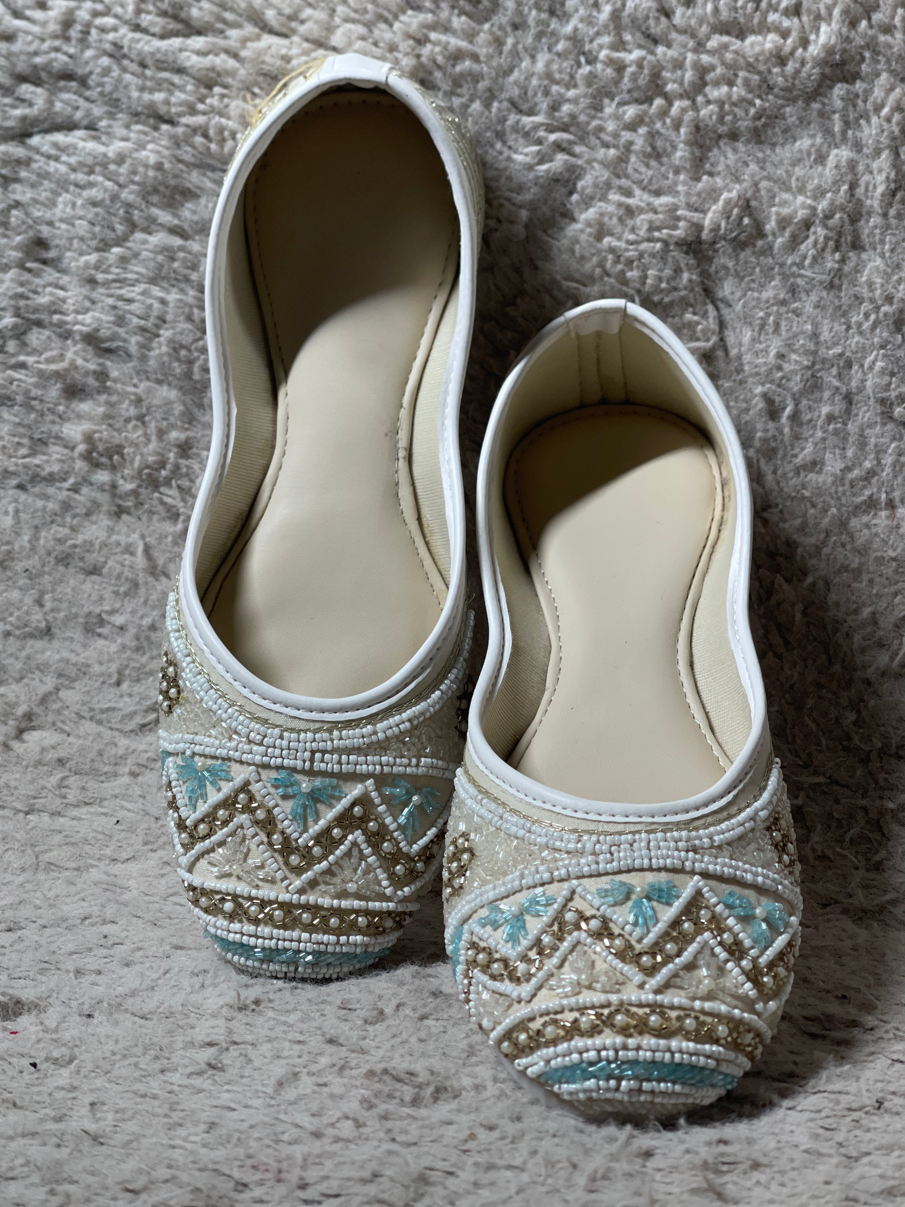 Ivory Jutti With Tonal And Blue work