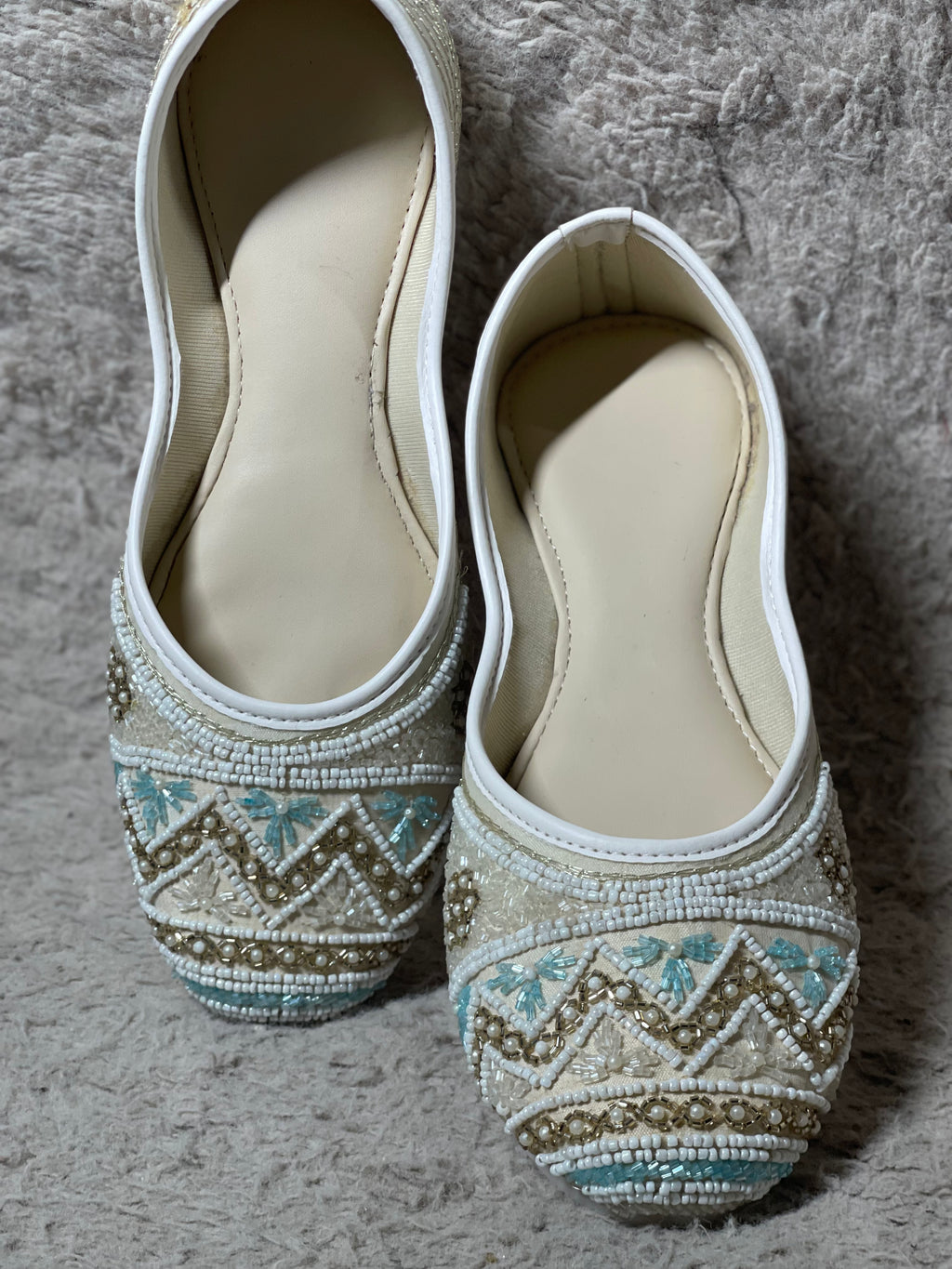 Ivory Jutti With Tonal And Blue work