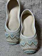 Ivory Jutti With Tonal And Blue work