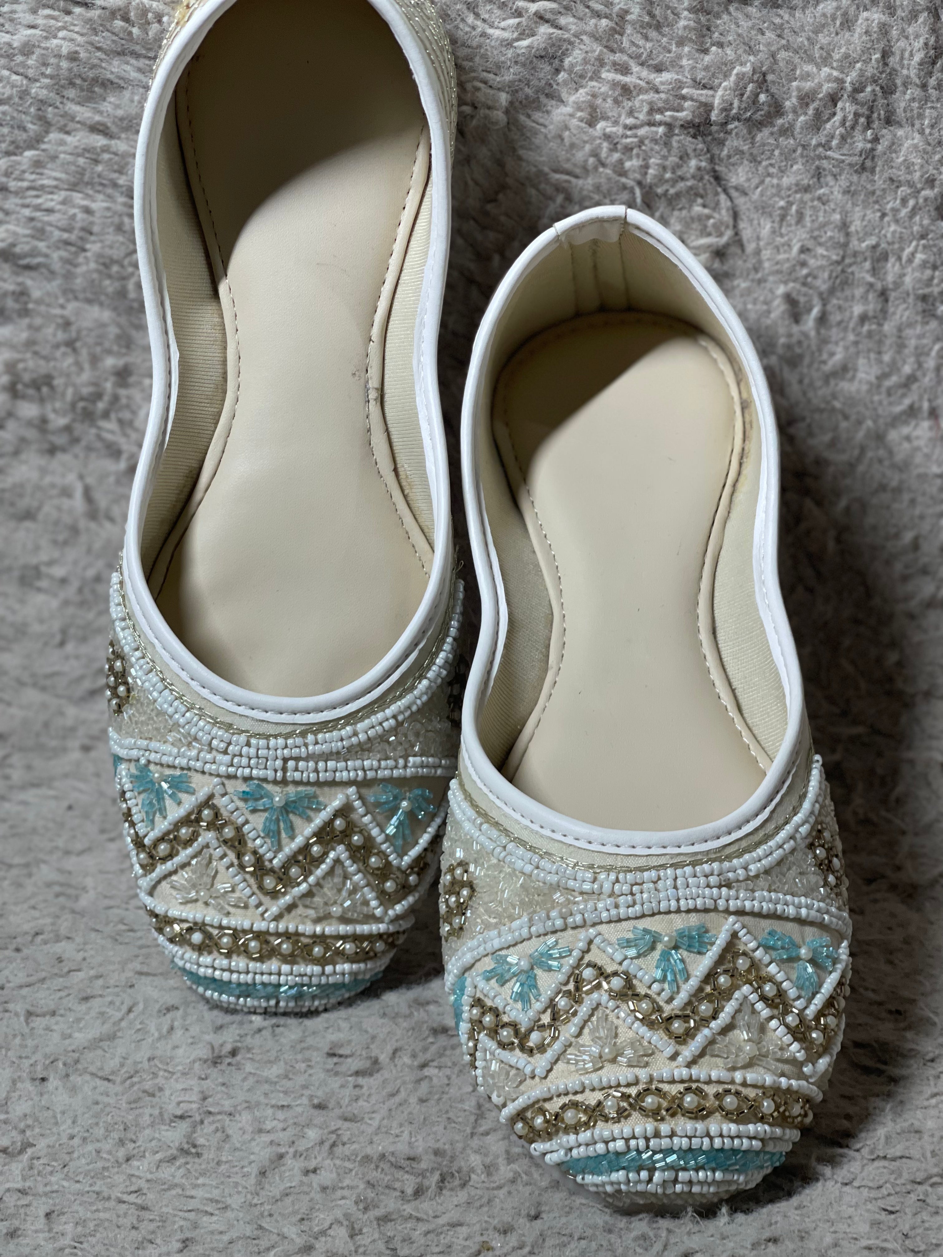 Ivory Jutti With Tonal And Blue work