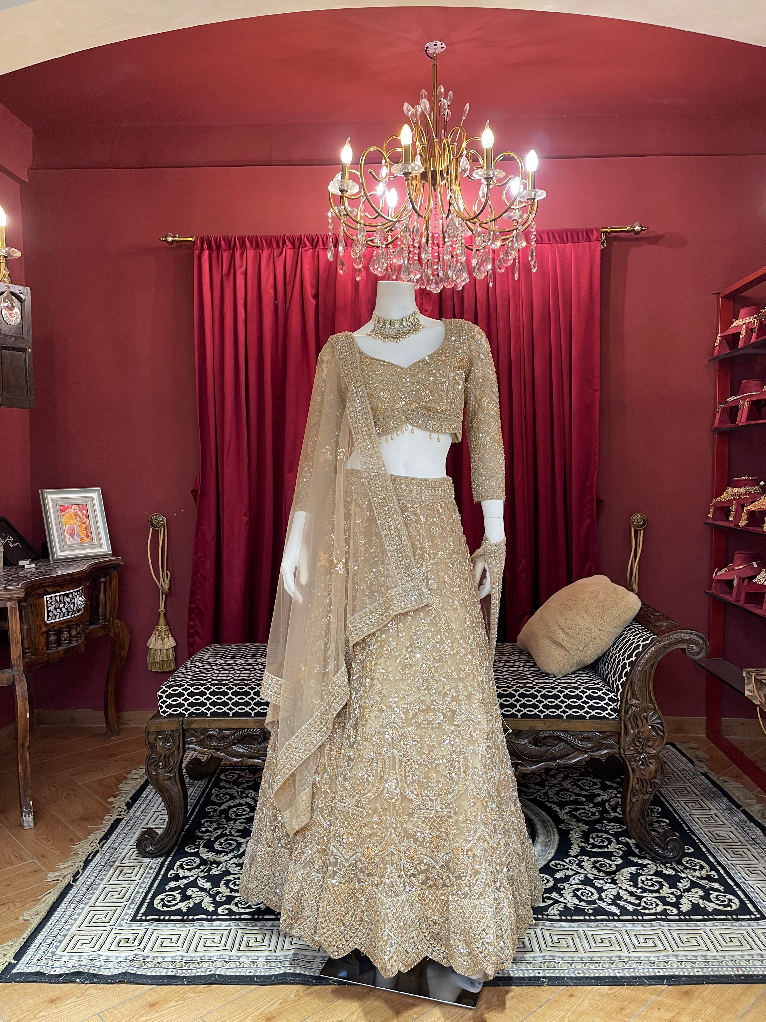 Golden Hand Work Lehenga Set
