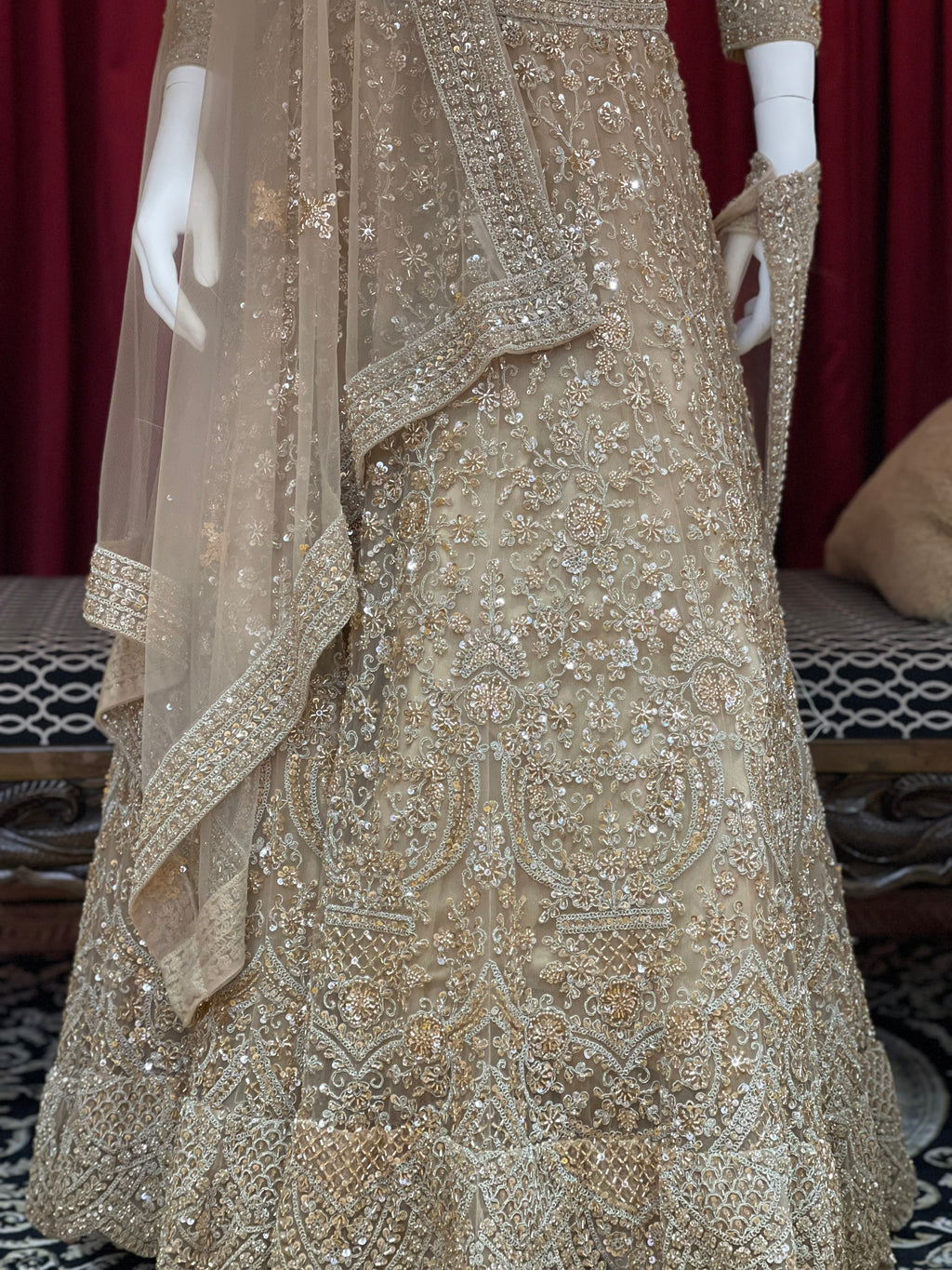 Golden Hand Work Lehenga Set