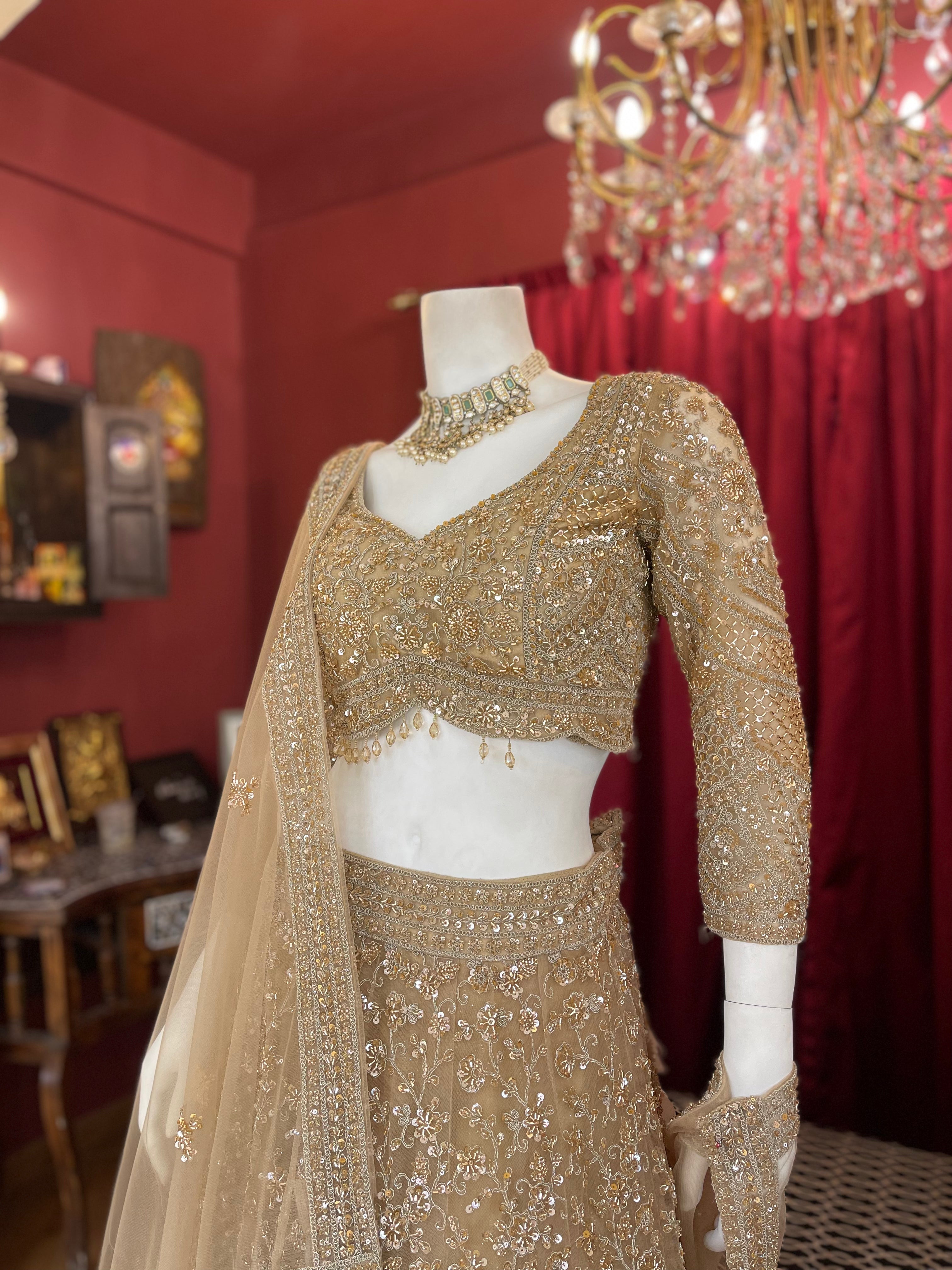 Golden Hand Work Lehenga Set