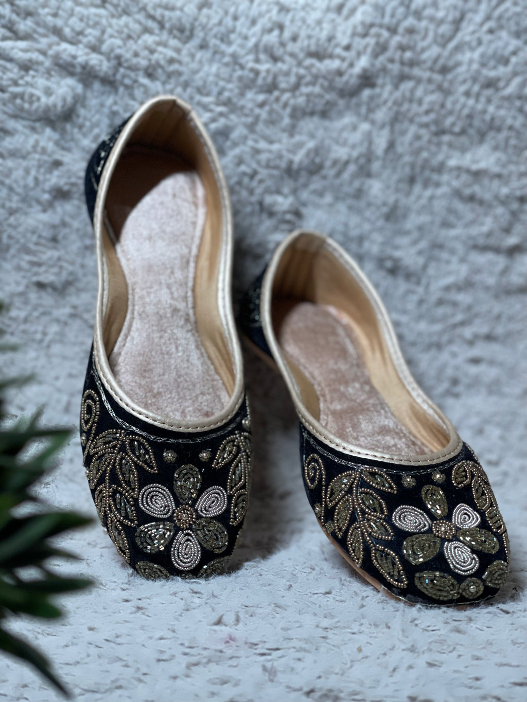 Black Jutti with Gold and Silver Work
