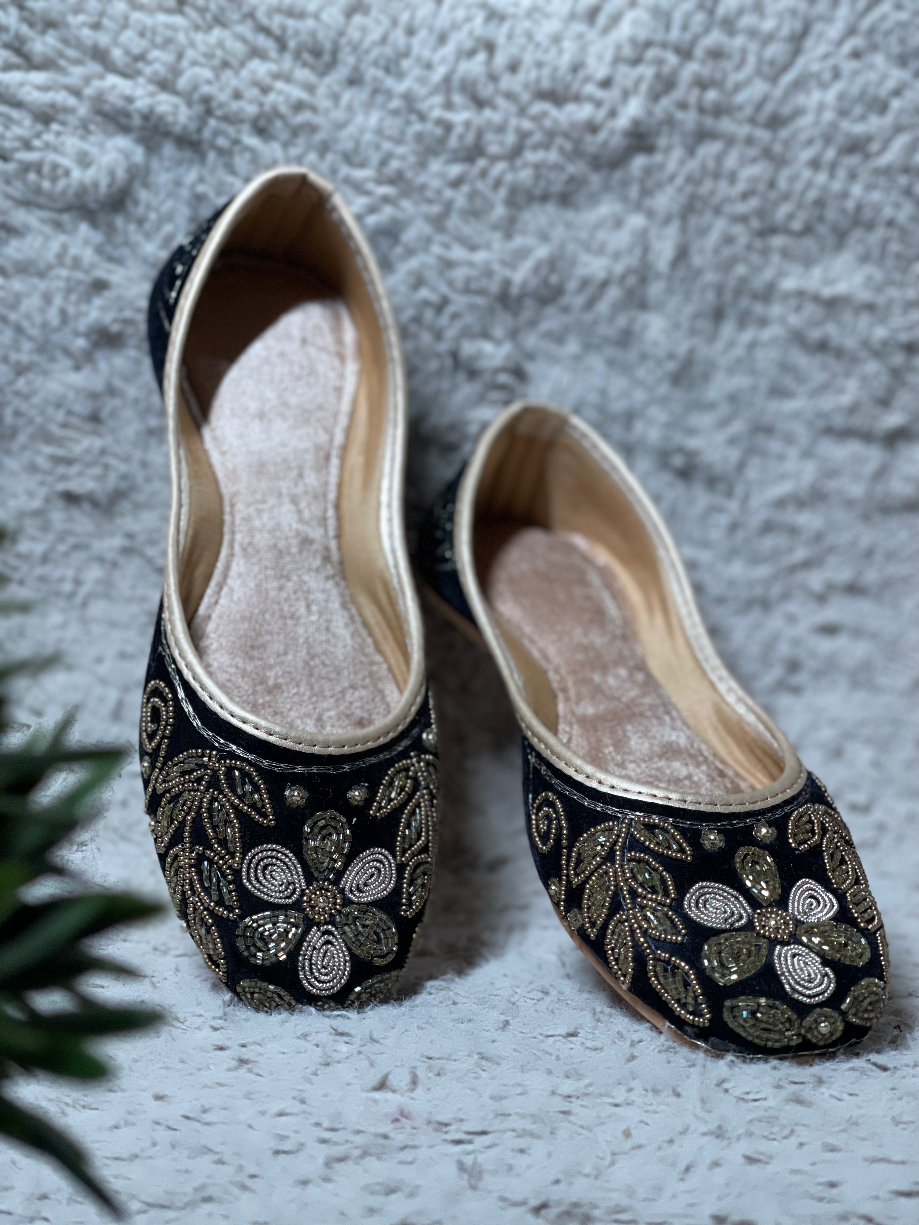 Black Jutti with Gold and Silver Work