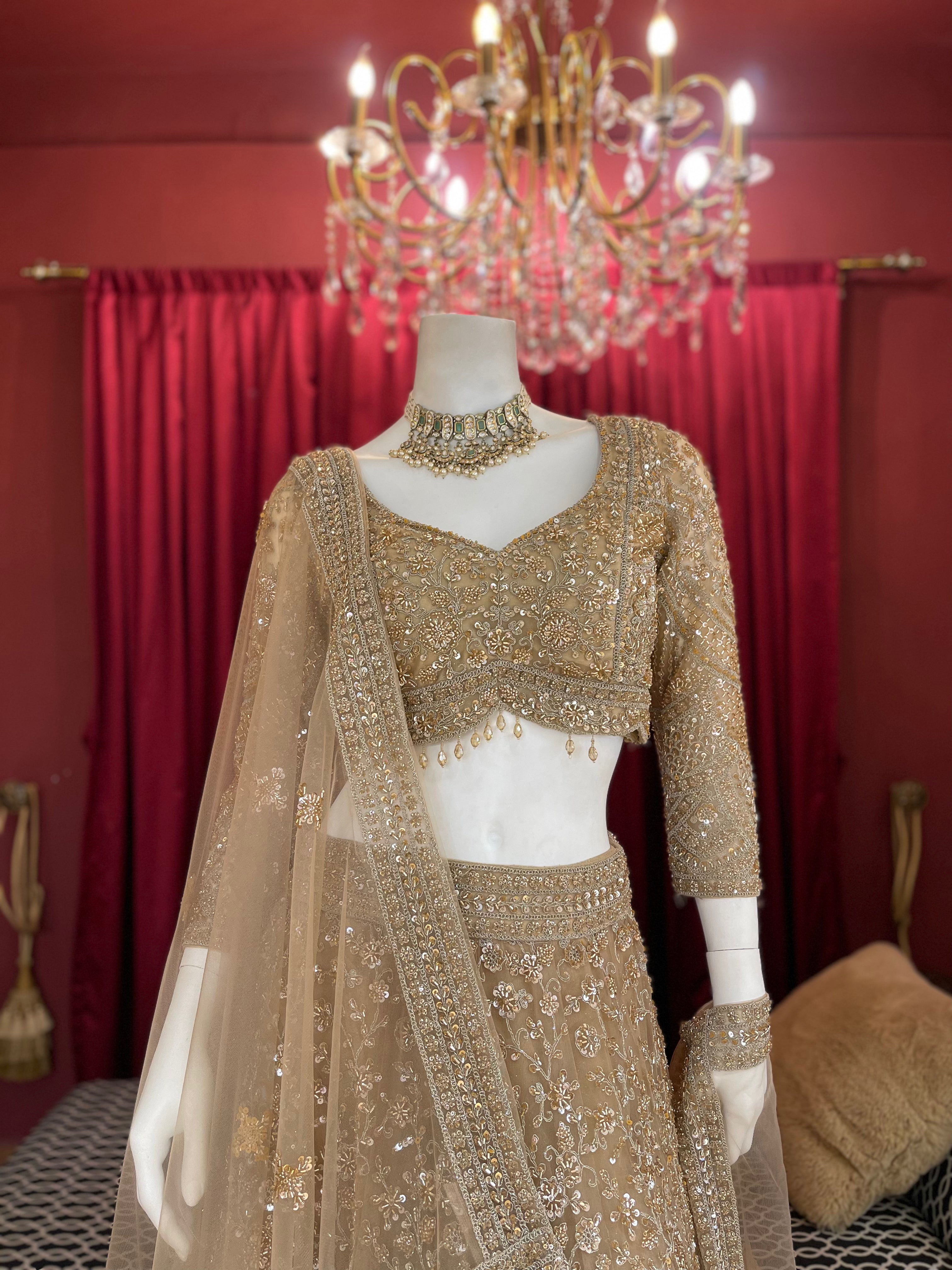 Golden Hand Work Lehenga Set