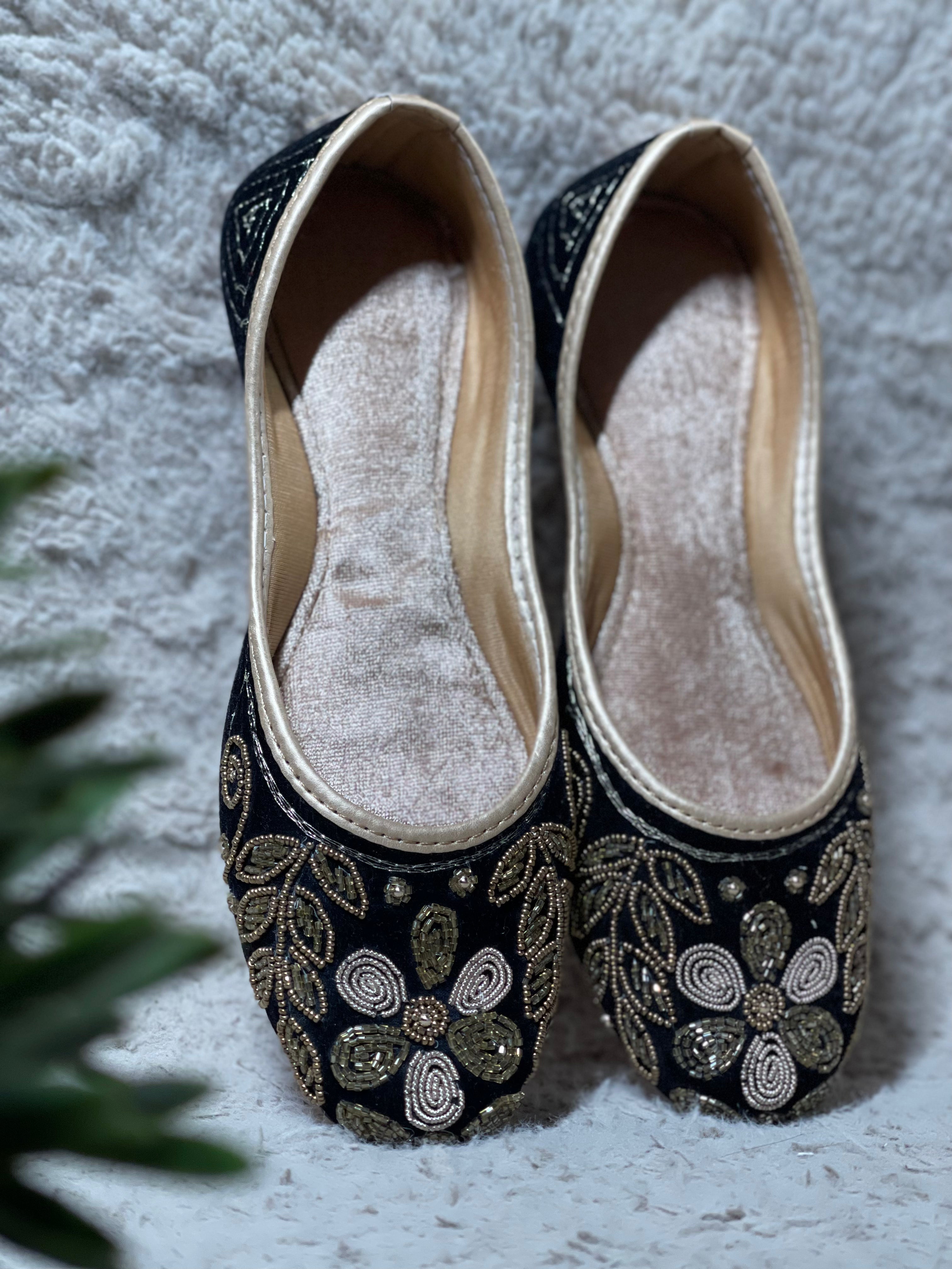 Black Jutti with Gold and Silver Work