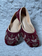 Maroon Base Leaf with Ivory Work