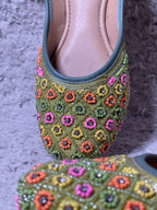 Parrot Green With Colourful Work