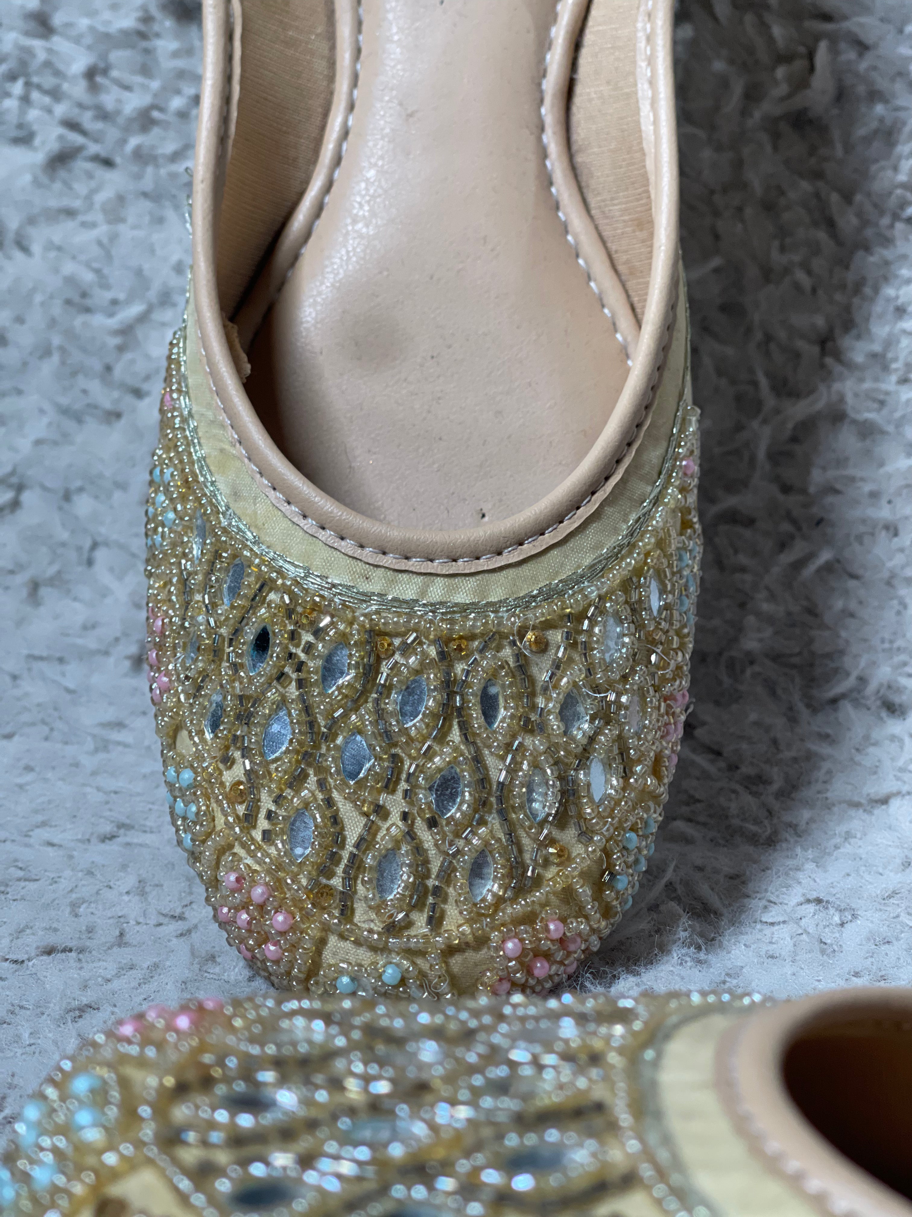 Golden Mirror Work with Tonal Bead Work