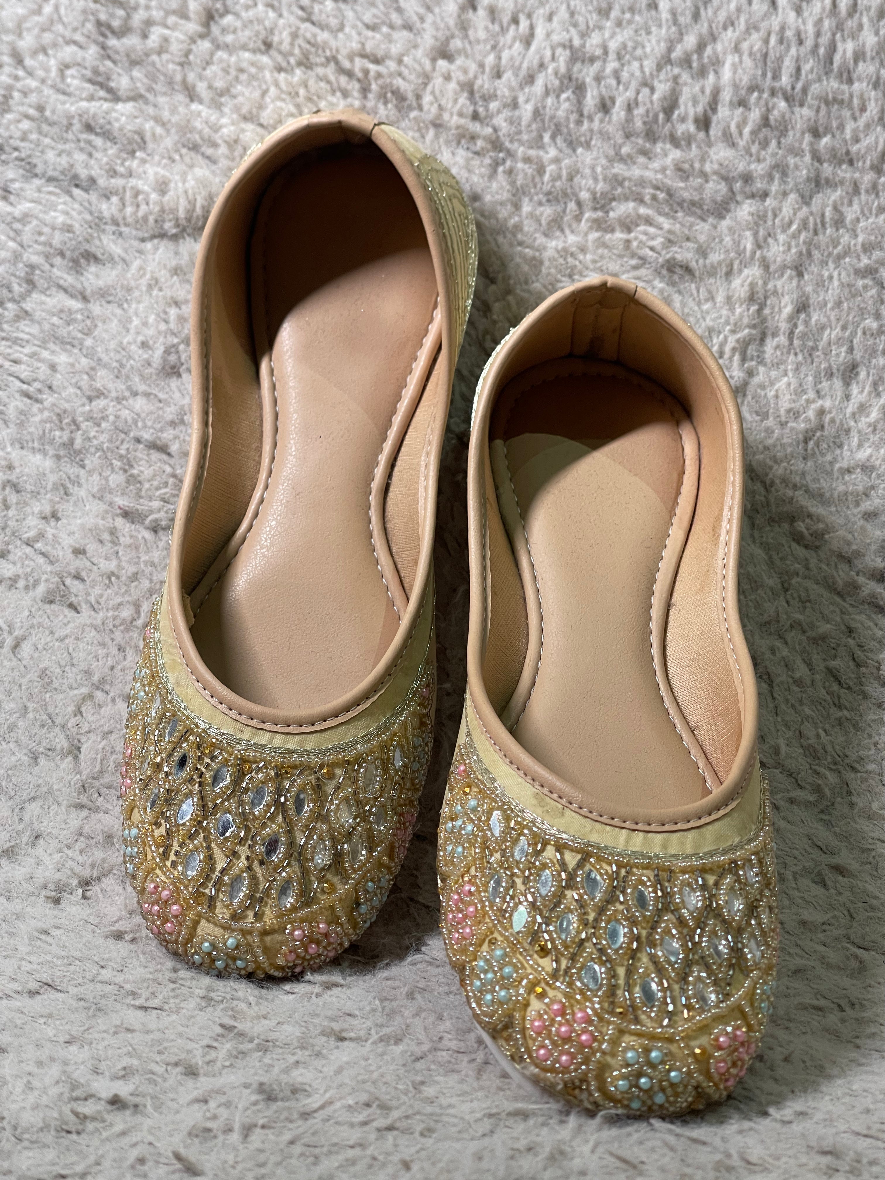 Golden Mirror Work with Tonal Bead Work