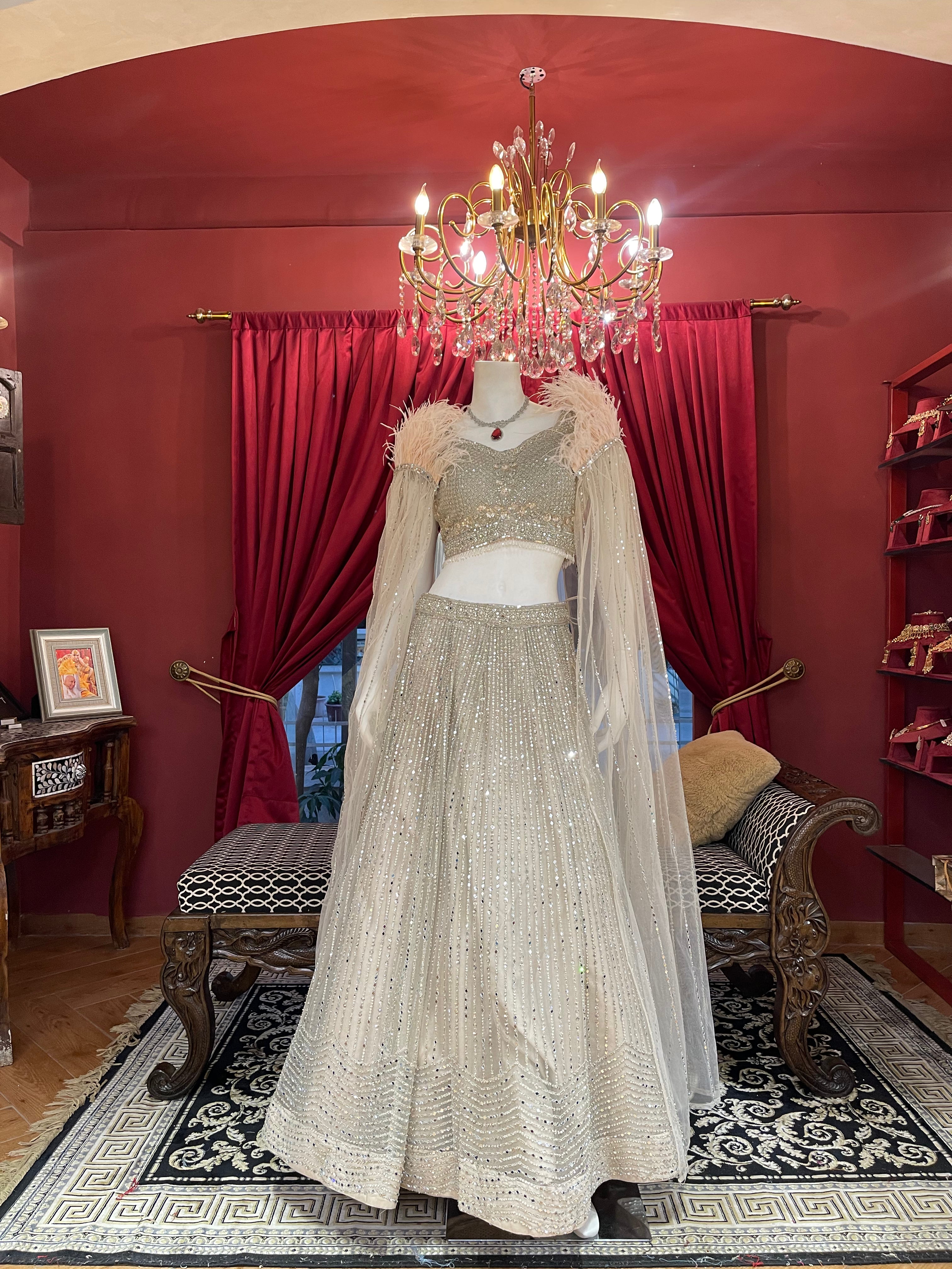 Feathered Cape Style Lehenga Set