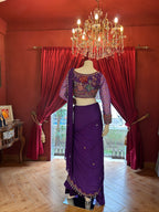 Violet Hand Embroidered Saree