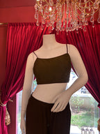 Olive Floral Palazzo With Full Work Jacket