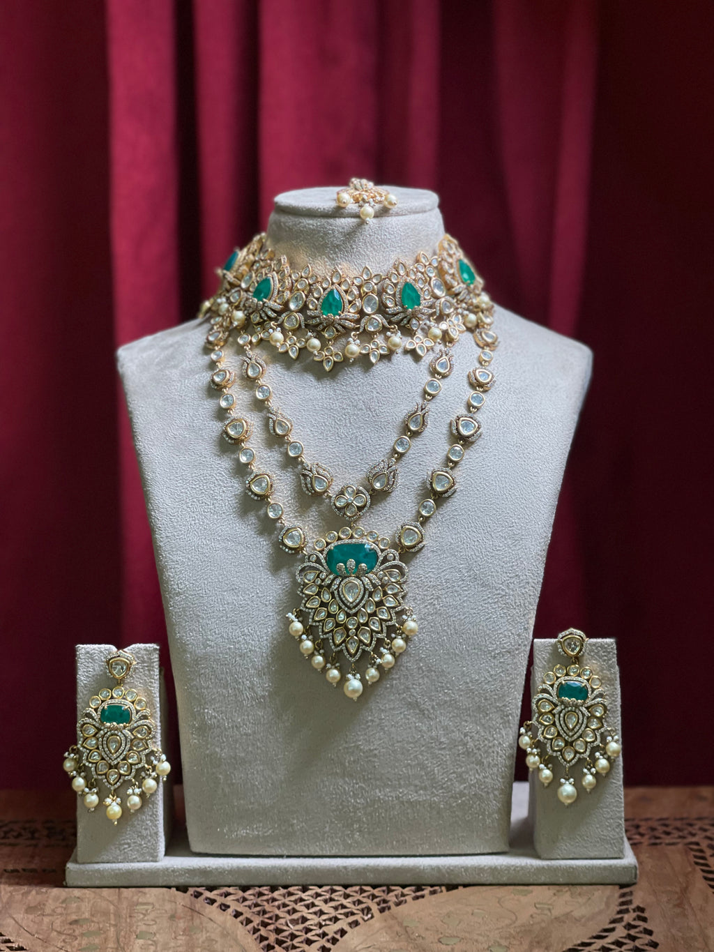 Emerald Polki Kundan Double Layered With Choker