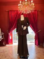 Olive Floral Palazzo With Full Work Jacket