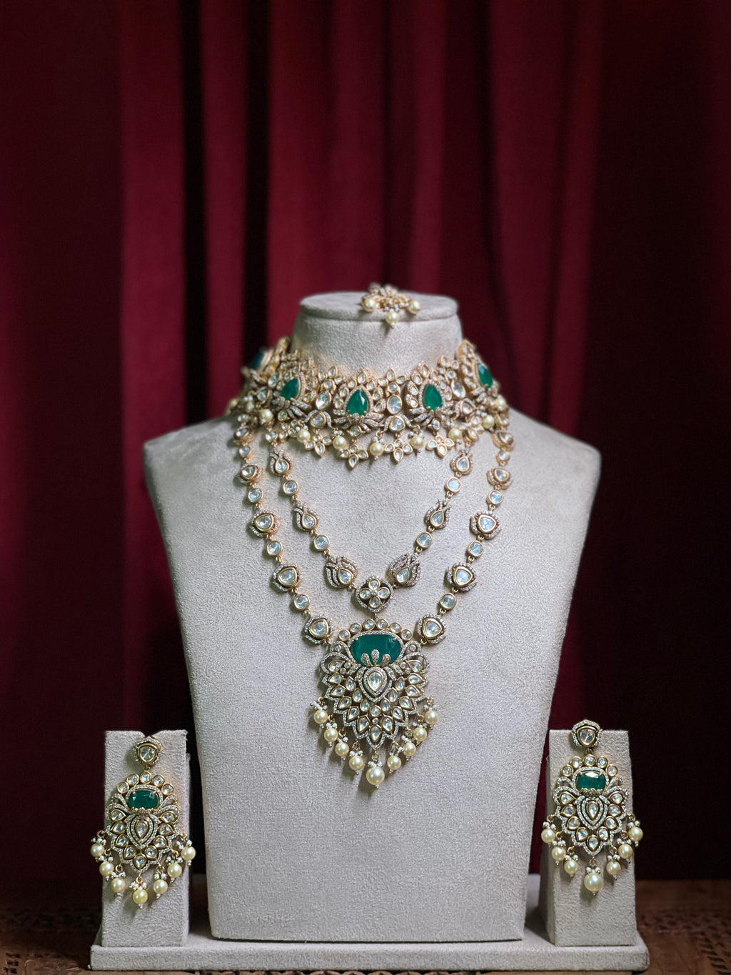 Emerald Polki Kundan Double Layered With Choker