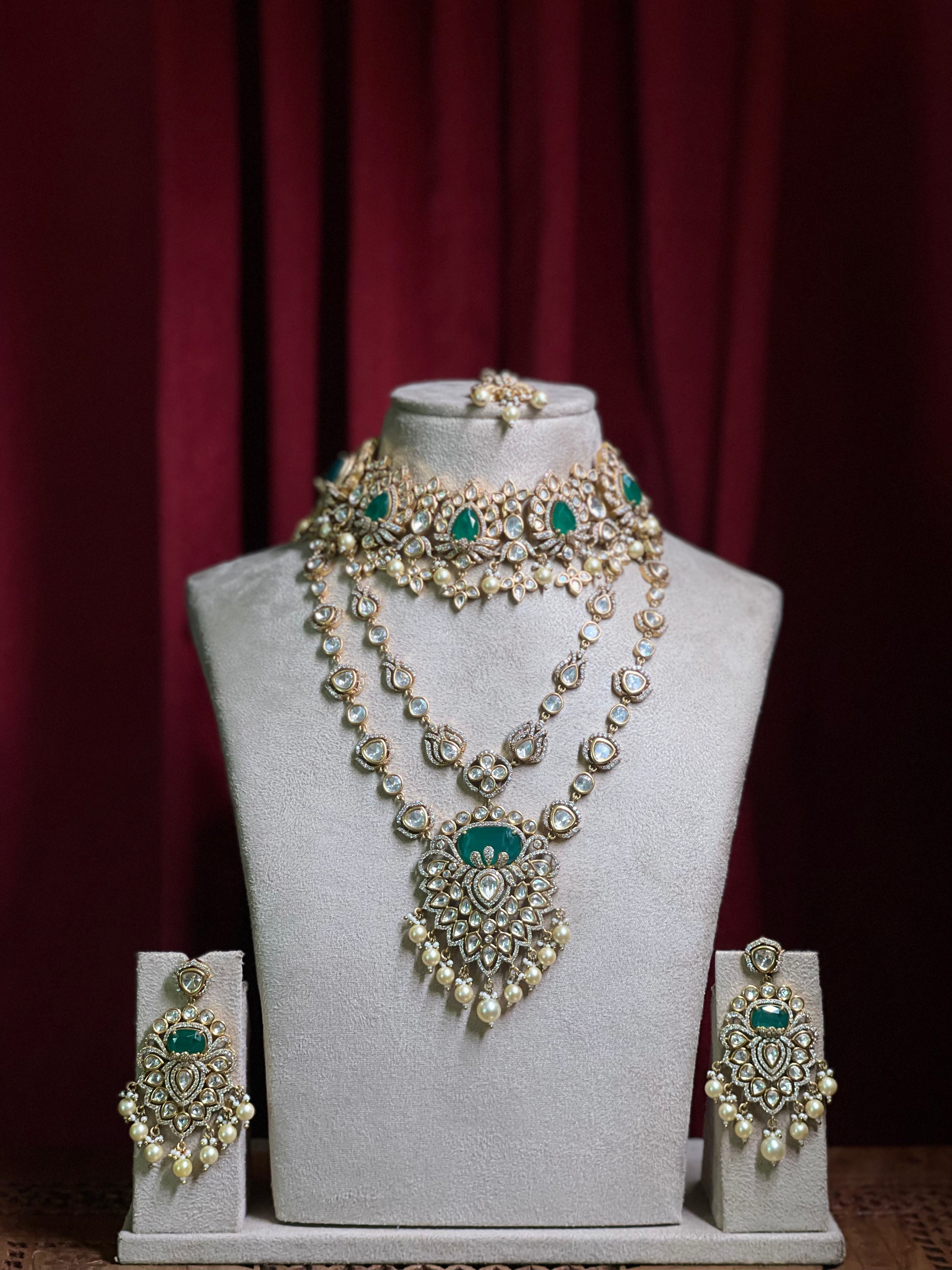 Emerald Polki Kundan Double Layered With Choker