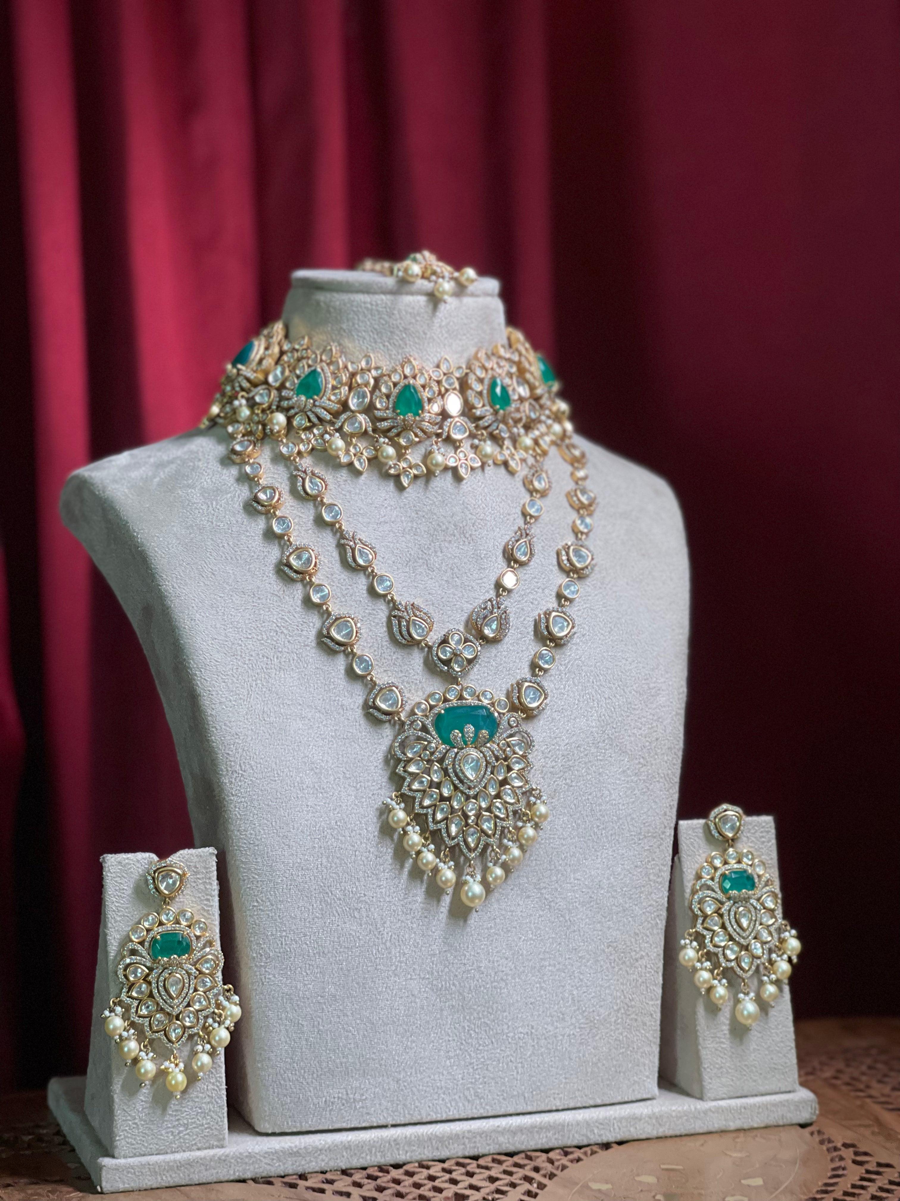 Emerald Polki Kundan Double Layered With Choker