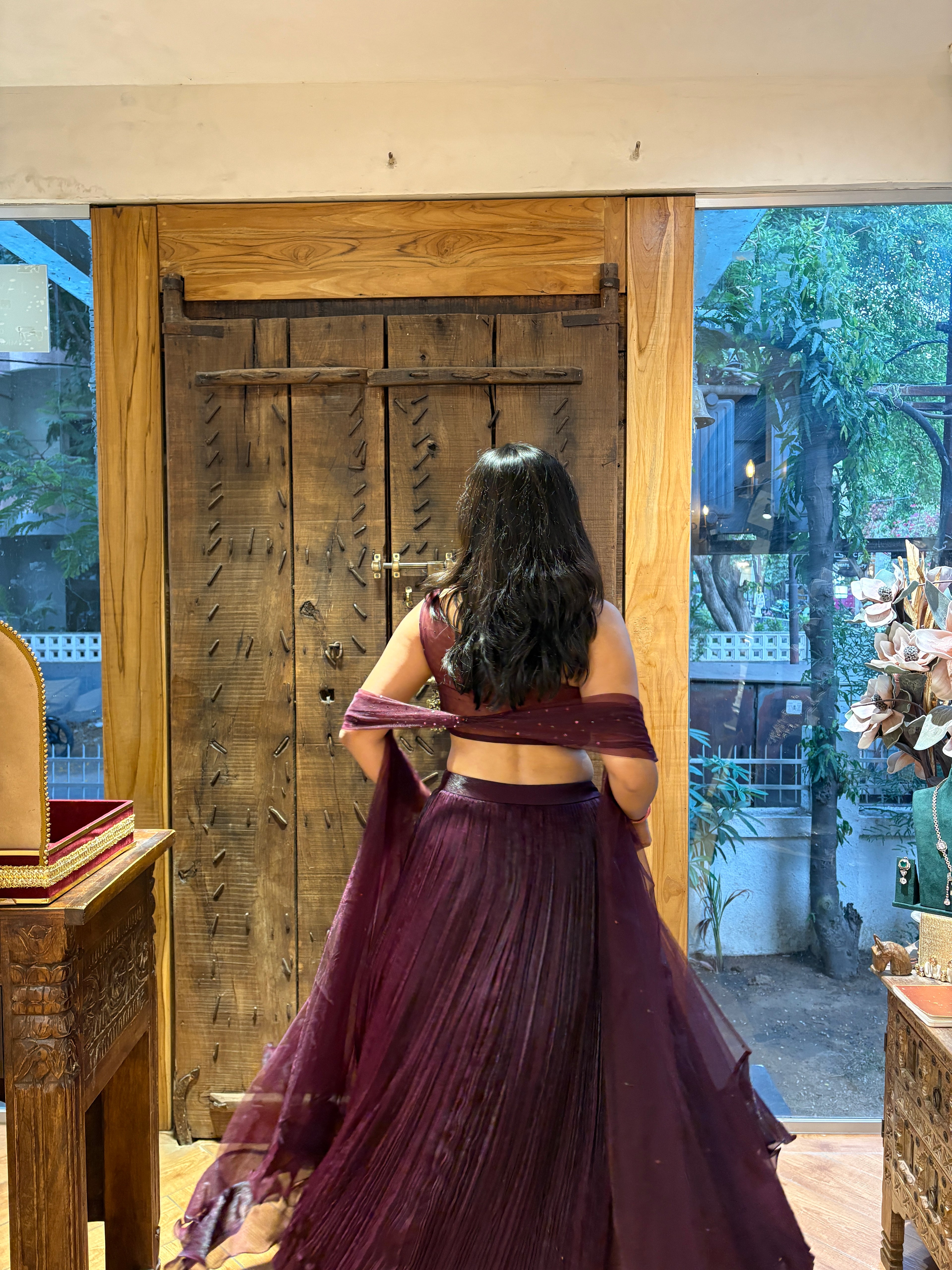 Violet Pleated Lehenga X Devanshi
