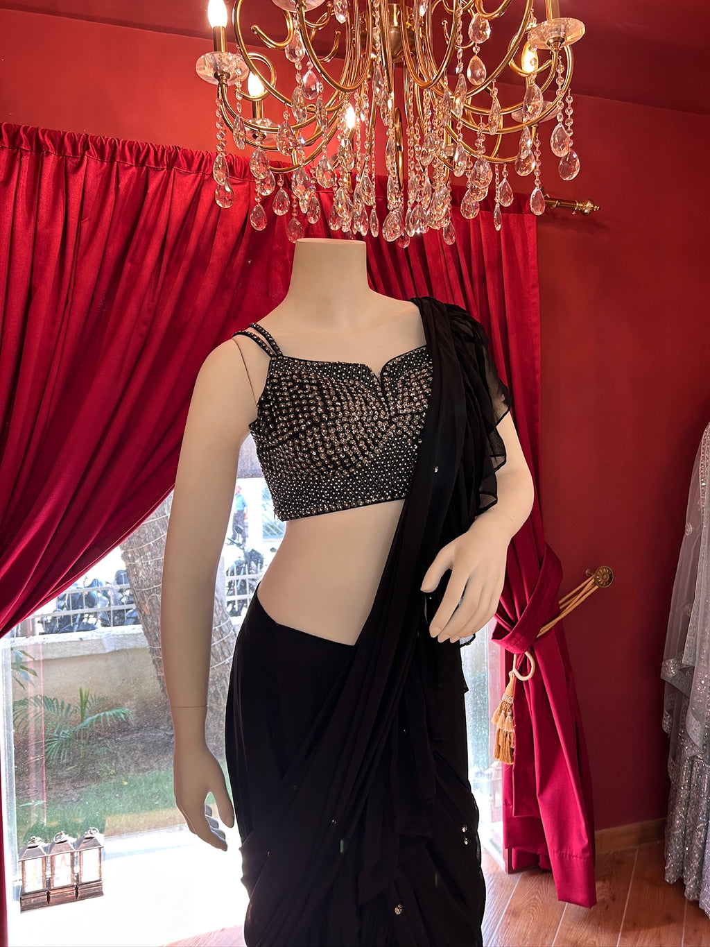 Midnight Black Ruffle Saree X Pranali Mistry