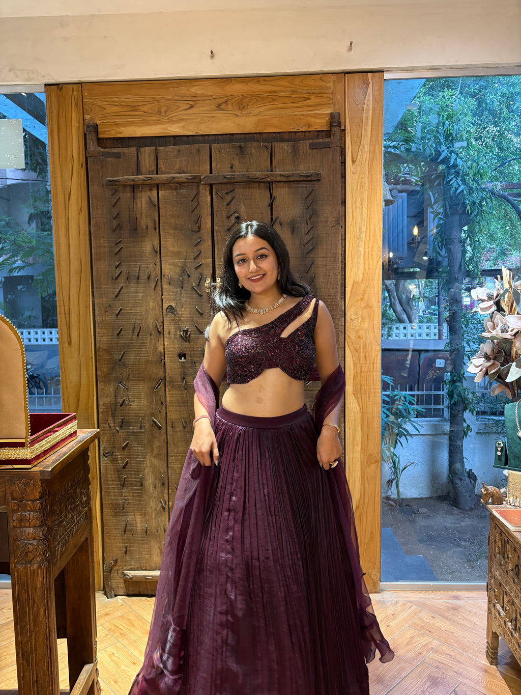 Violet Pleated Lehenga X Devanshi