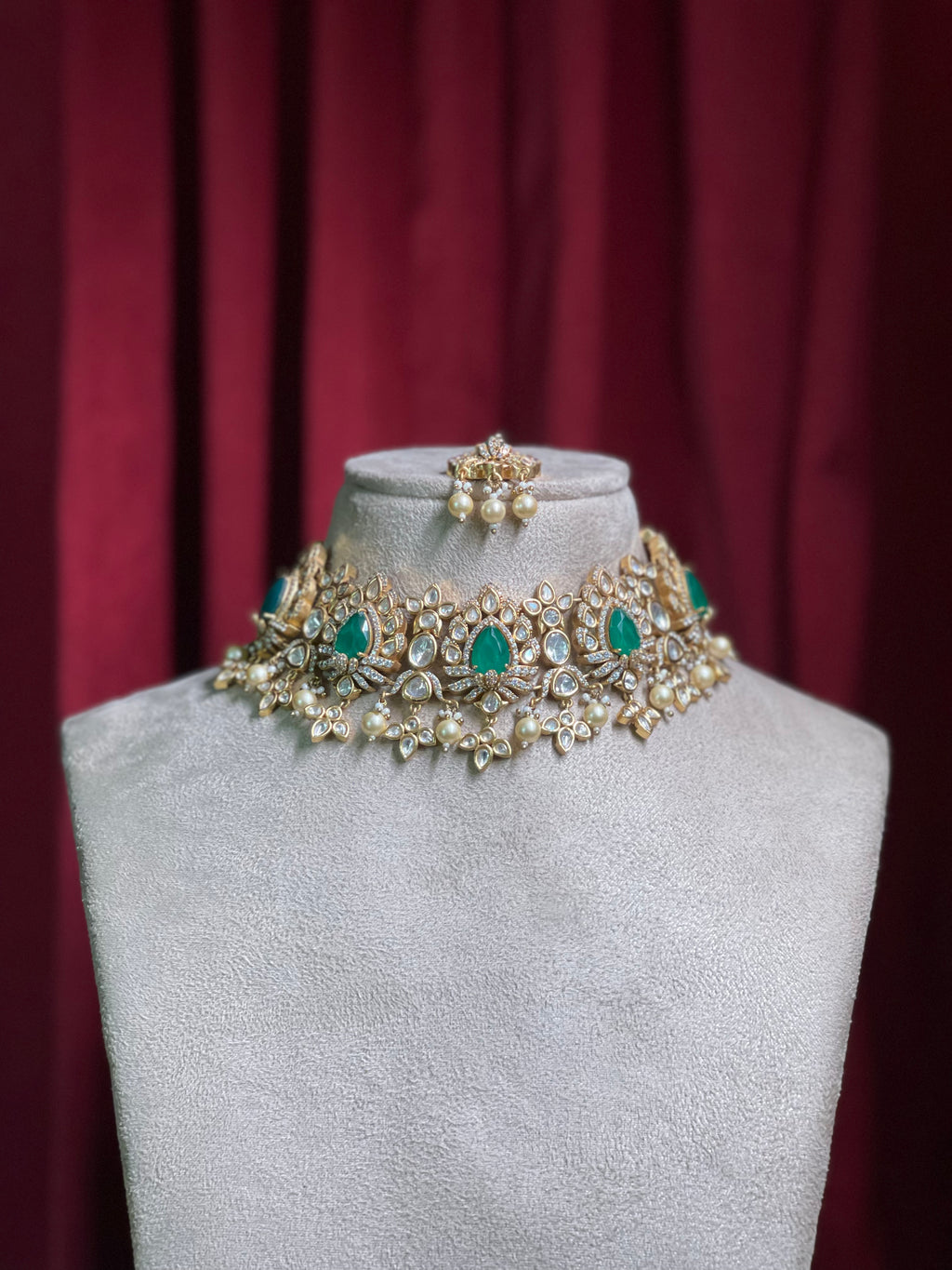 Emerald Polki Kundan Double Layered With Choker