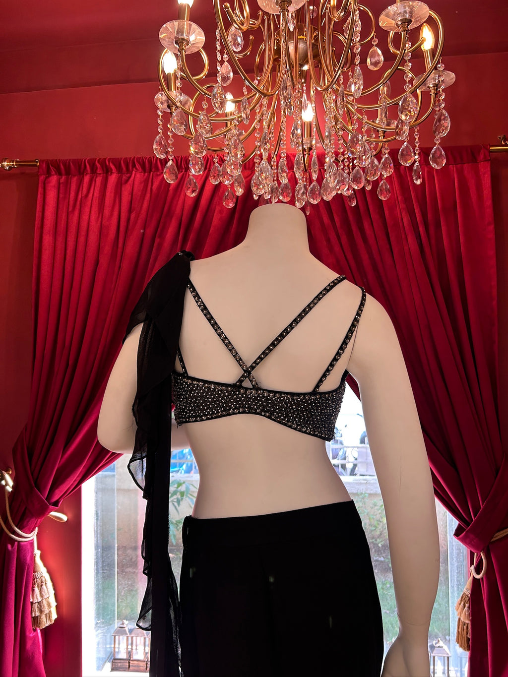 Midnight Black Ruffle Saree X Pranali Mistry
