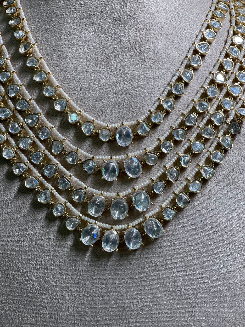 Four Layerd Mozonite Kundan With Choker