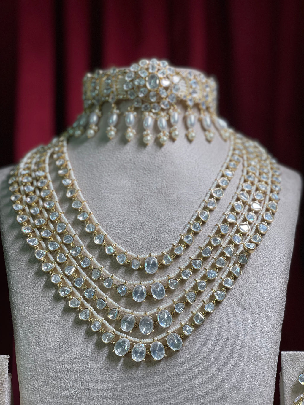 Four Layerd Mozonite Kundan With Choker