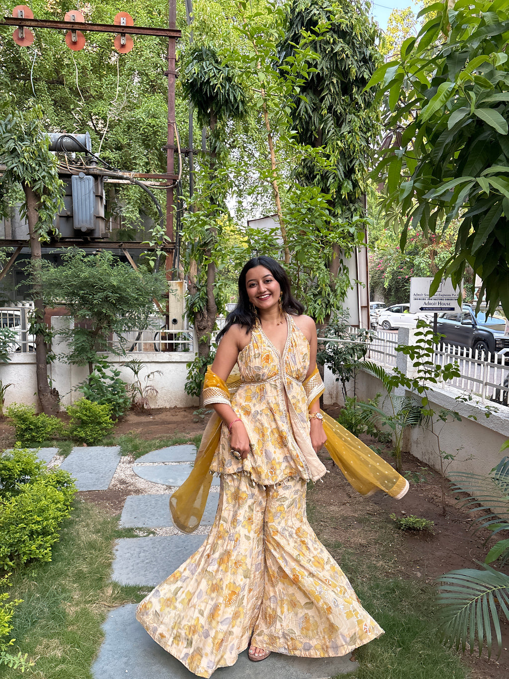 Yellow Mahima Mahajan Peplum Set X Devanshi