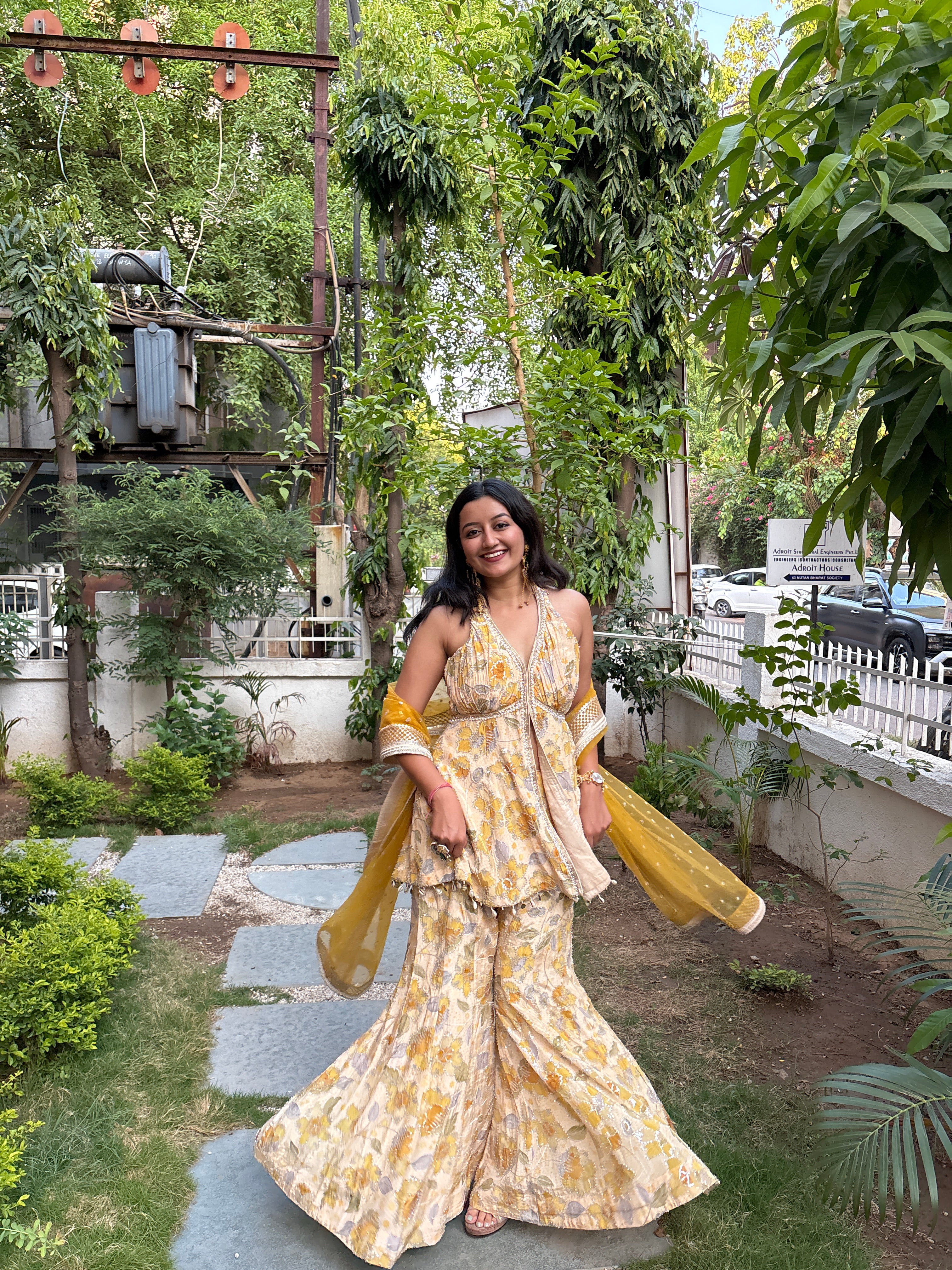 Yellow Mahima Mahajan Peplum Set X Devanshi