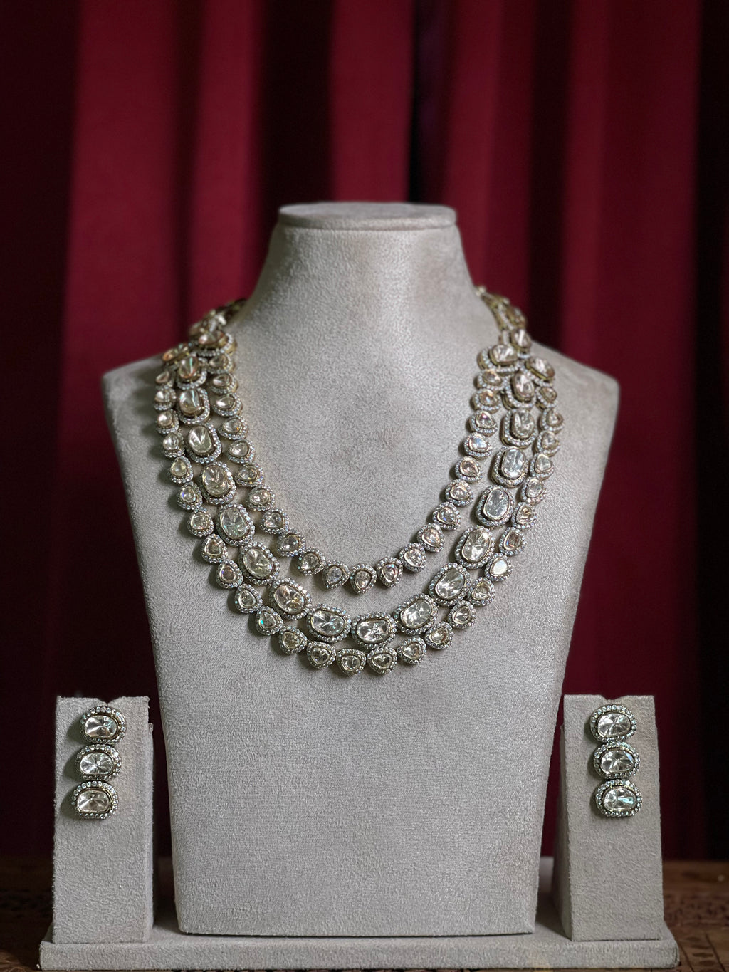Three Layered Antique Mozonite Polki