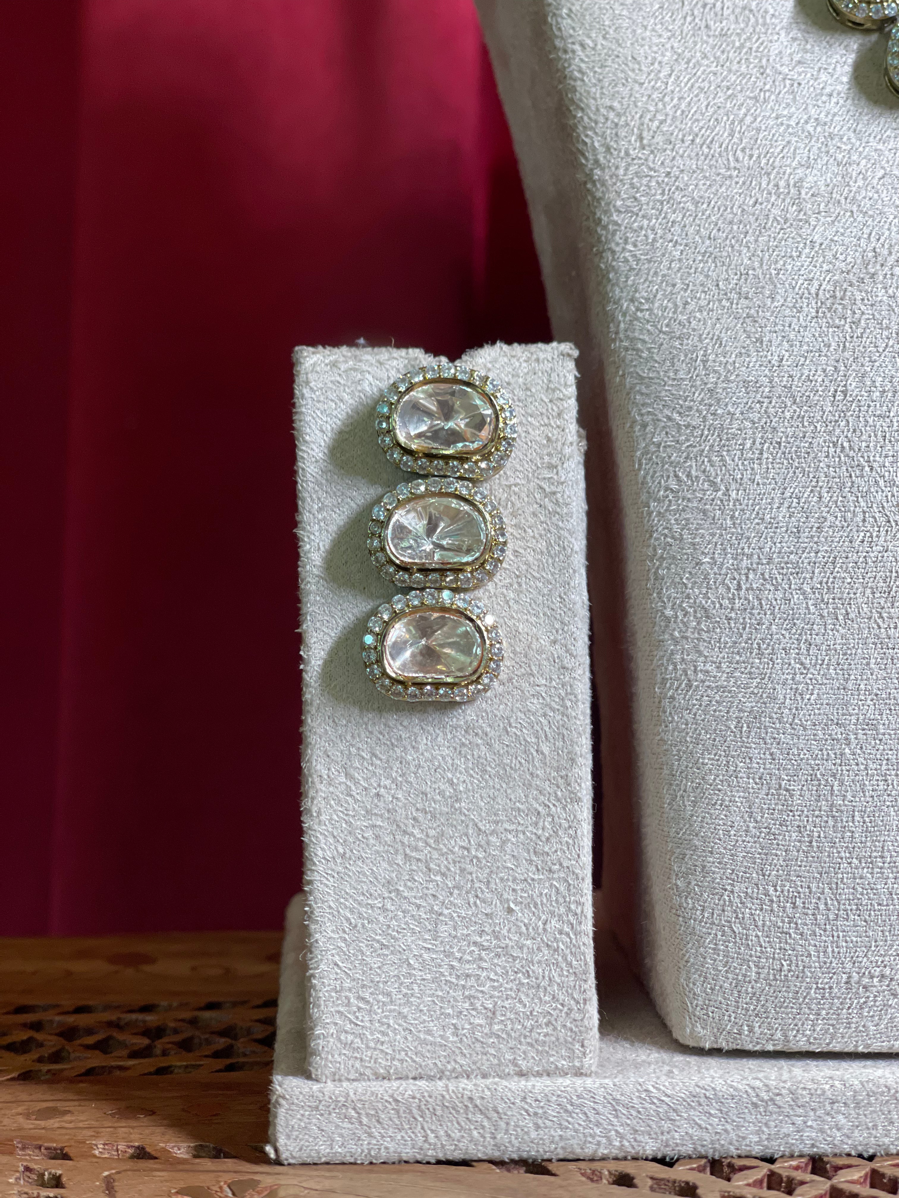 Three Layered Antique Mozonite Polki
