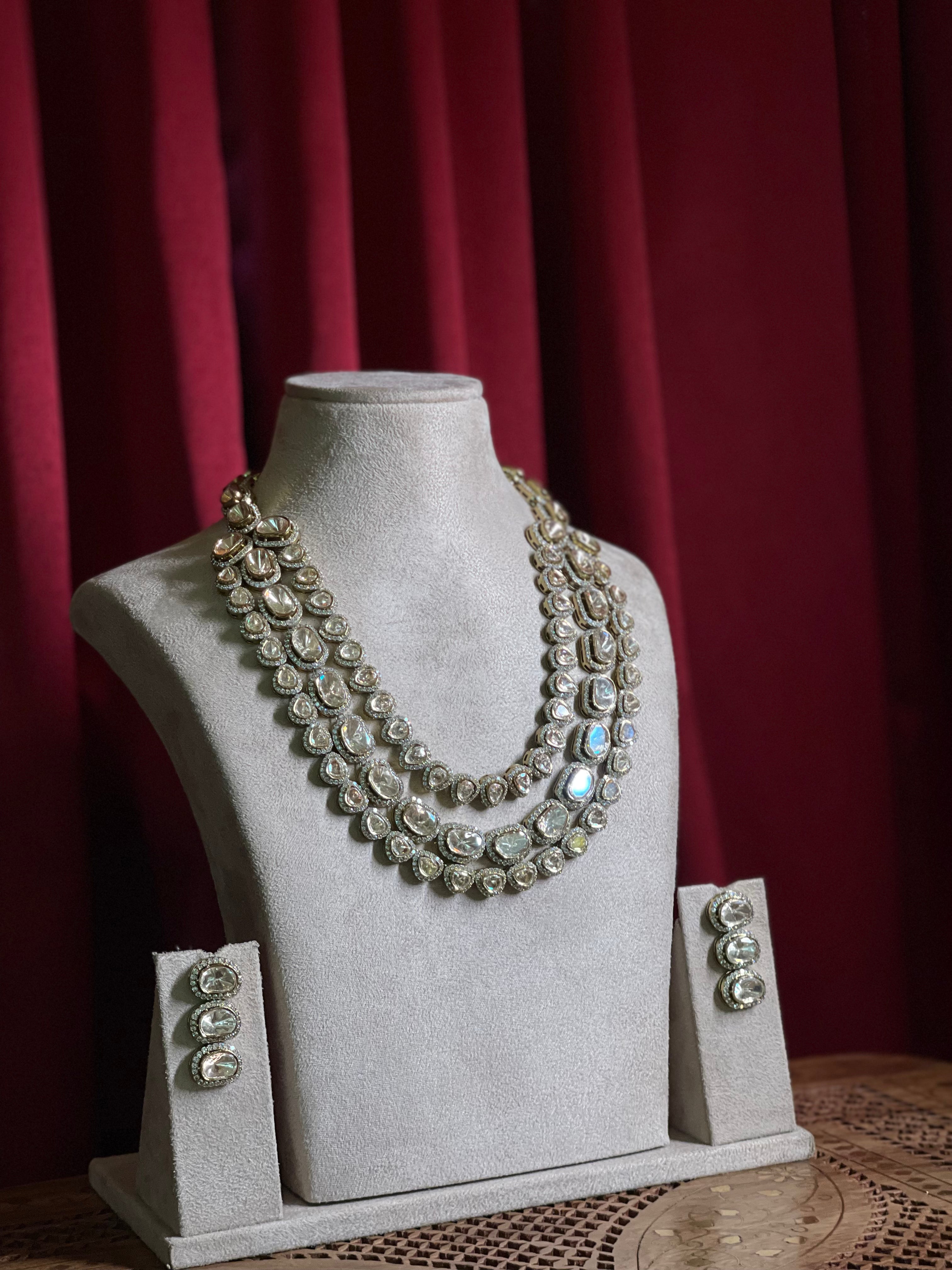 Three Layered Antique Mozonite Polki